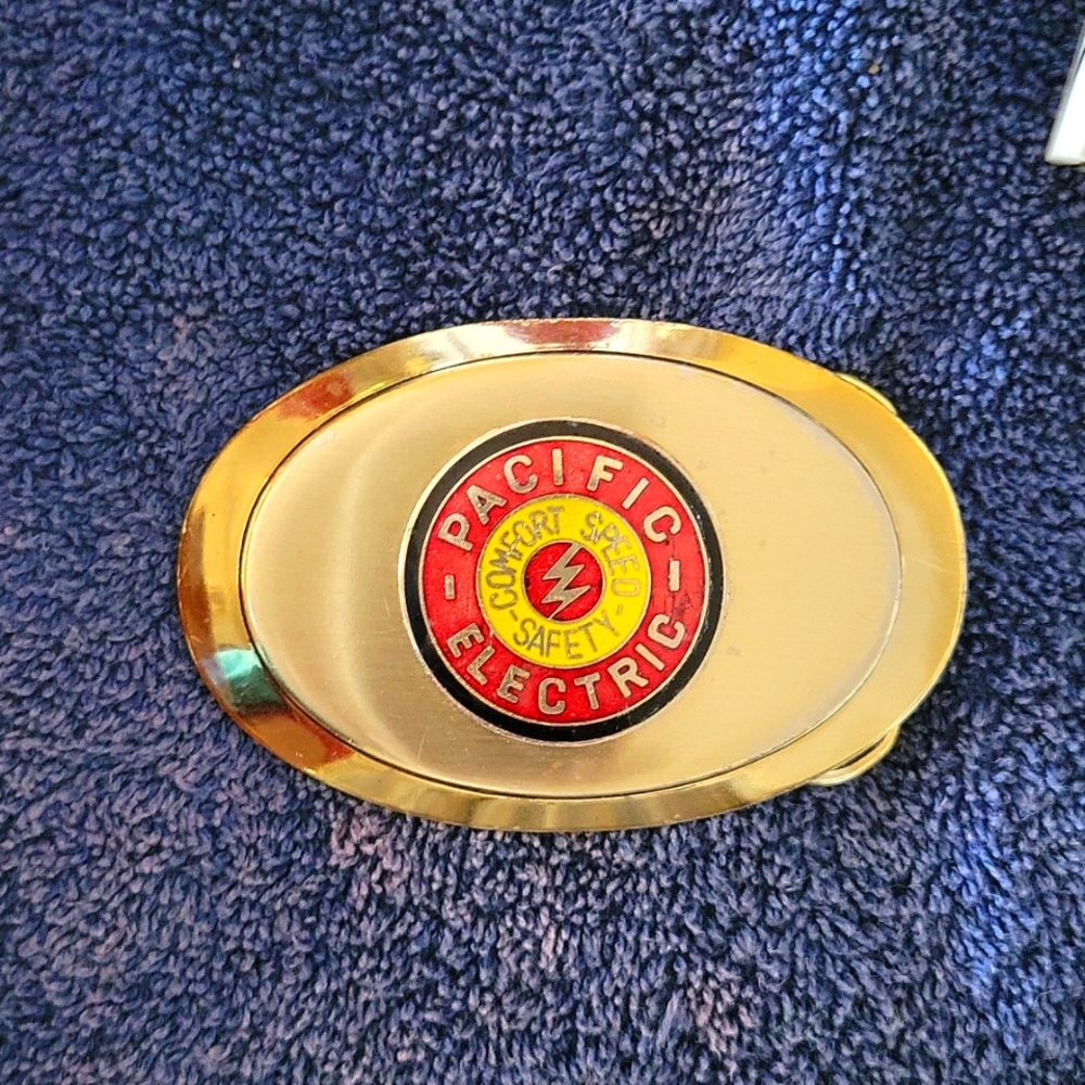Vintage Pacific Electric Railroad Belt Buckle